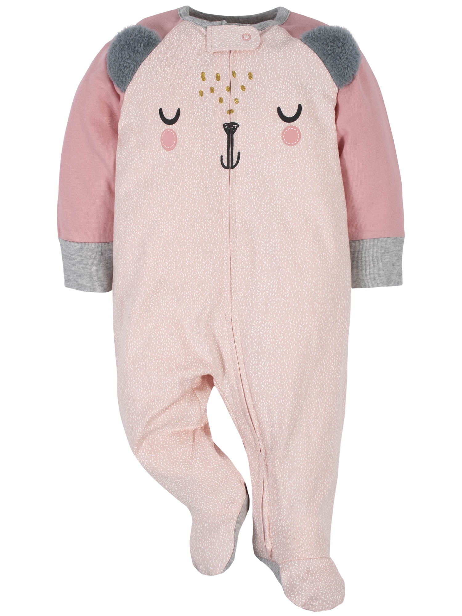 Gerber Baby Girl Sleep 'n Play Footed Pajamas, 4-Pack