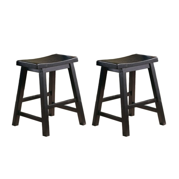 UBesGoo Set of 2 Saddle-seat Counter Stool,Bar Stools wtih Solid Wood Frame, 18" Height Casual Dining Stools Black
