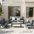 thumbnail image 3 of MRUAKA Aluminum Patio Furniture Set, 7 Pcs Modern Outdoor Sofa Sets, Outdoor Sectional Patio Conversation Set with Coffee Table for Backyard, Poolside, Dark Grey, 3 of 9