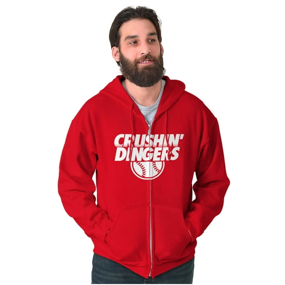 Baseball Homerun Crushin Dingers Zip Hoodie Sweatshirt Men Brisco Brands S