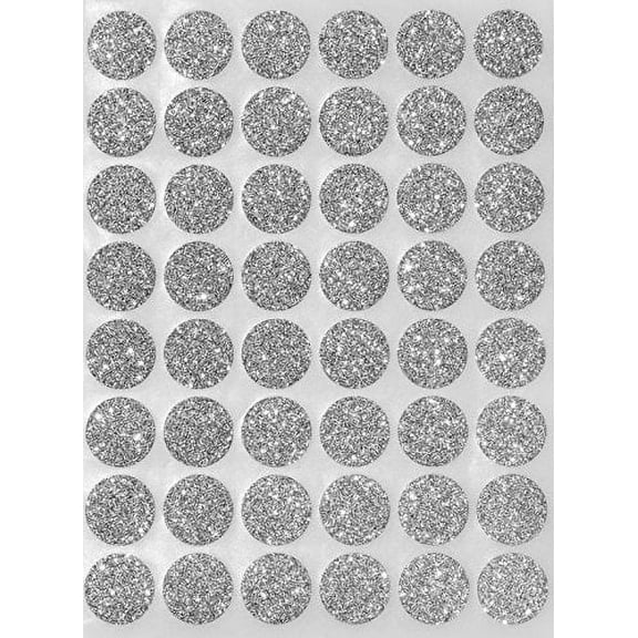 Royal Green Silver Sparkly Envelope Seals Dots Labels - 5/8" Diameter (11/16) Circle Glitter Labels - Size 0.69 17mm Sparkle DOTS Stickers - 336 Pack