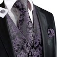 thumbnail image 5 of Green Mint Purple Mens Silk Vest Tie Jacquard Autumn Spring Suit Waistcoat Jacket Necktie Hanky Cufflinks For Men Wedding, 5 of 5