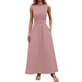 thumbnail image 4 of XuJwPNcy Dresses for Women Sleeveless Tie Front Aline Dress Round Neck Thin Maxi Dresses Ladies Summer Comfortable Clothes, 4 of 7