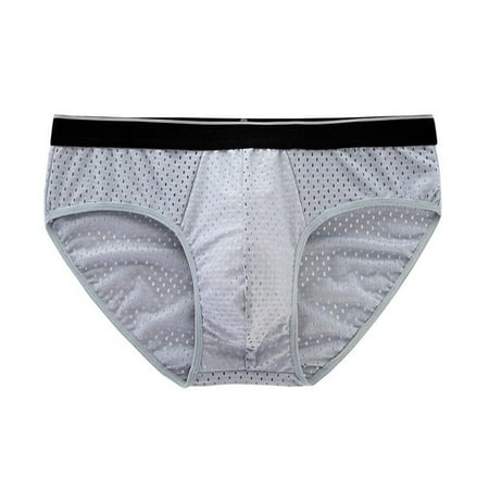 

Mens Ultra-Thin Sexy Thongs Underwear Low-Waist Ice Silk Transparent Mesh Briefs