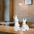 thumbnail image 4 of 2 adornos de conejito de Pascua para mesa, centro de mesa, figura de conejo Blanco, 4 of 7
