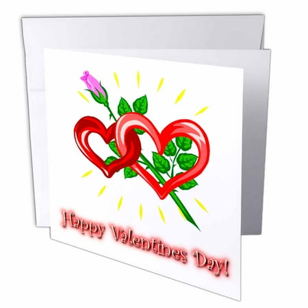 3dRose, Double Hearts and Rose Valentines Day, 12 Greeting Cards with envelopes