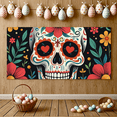 thumbnail image 5 of Vibrant Colorful Sugar Skull Design Banner for Day of the Dead Celebrations Background Backdrop Party Decorations Fiesta Photo Booth Props Event Decor, 5 of 7