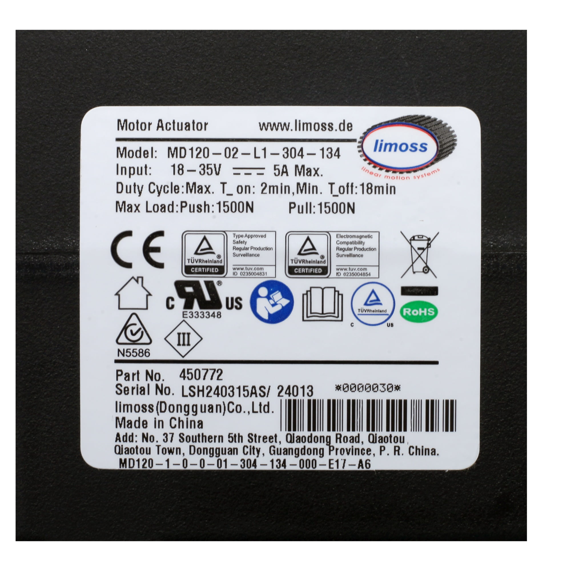 Power Recliner Lift Chairs Limoss 450772 Motor Actuator Model MD120-02-L1-304-134 Replacement