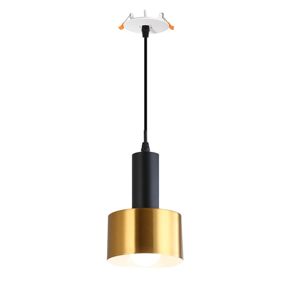 Kiven Recessed Ceiling Light, 1-Light Modern Style Recessed Downlight with Gold Iron Lampshade, Adjustable Pendant Lighting for Bedroom Kitchen Island Home