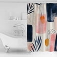 thumbnail image 4 of Small Stall Shower Curtain 36x78 Inch Narrow Half Size Navy Blue Abstract Art Bath Curtains Bathroom Decor Modern Geometric Pink Art Waterproof Fabric Shower Curtain Set with Hooks 36 Inch, 4 of 6