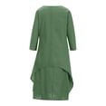 thumbnail image 5 of Chbgutlmr Cotton Linen Dresses for Women 3/4 Sleeve Round Neck Irregular Hem Button Maxi Dress Casual Loose Summer Trendy Dress, 5 of 8