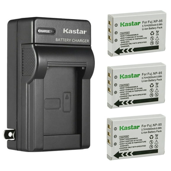 Kastar 3-Pack Battery and AC Wall Charger Replacement for Fujifilm XF10, FinePix F30, FinePix F31FD, FinePix REAL 3D W1, FinePix X30, FinePix X70, FinePix X100, FinePix X-S1 Cameras