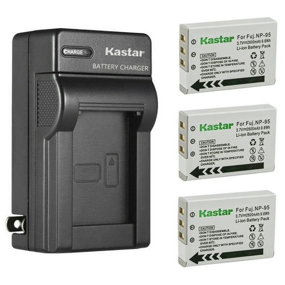Kastar 3-Pack Battery and AC Wall Charger Replacement for Fujifilm XF10, FinePix F30, FinePix F31FD, FinePix REAL 3D W1, FinePix X30, FinePix X70, FinePix X100, FinePix X-S1 Cameras
