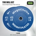 thumbnail image 4 of Colored Bumper Plates, Weight Plates Set, Rubber Bumper Weights Plate with 2 Inch Steel Insert for Barbell, Standard Strength Training Plates for Weightlifting, Single, Pair, 4 of 8