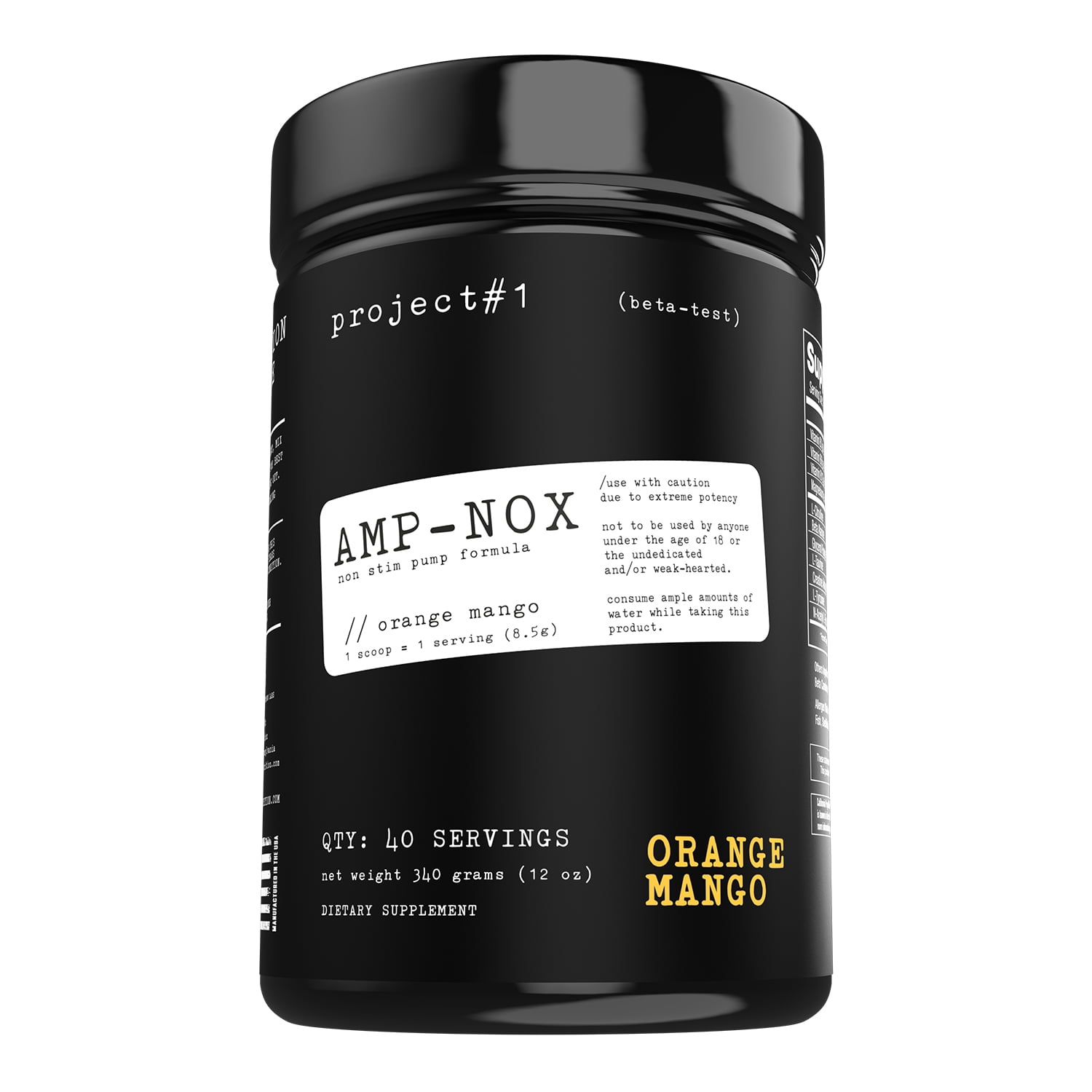 Project 1 Nutrition AMP-NOX Pre-Workout & Protein Powder, Orange Mango Flavor, 40 Servings