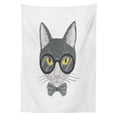 thumbnail image 3 of Ambesonne Geek Tablecloth Rectangular Table Cover, Greyscale Cat with Bowtie, 52"x70", Multicolor, 3 of 4