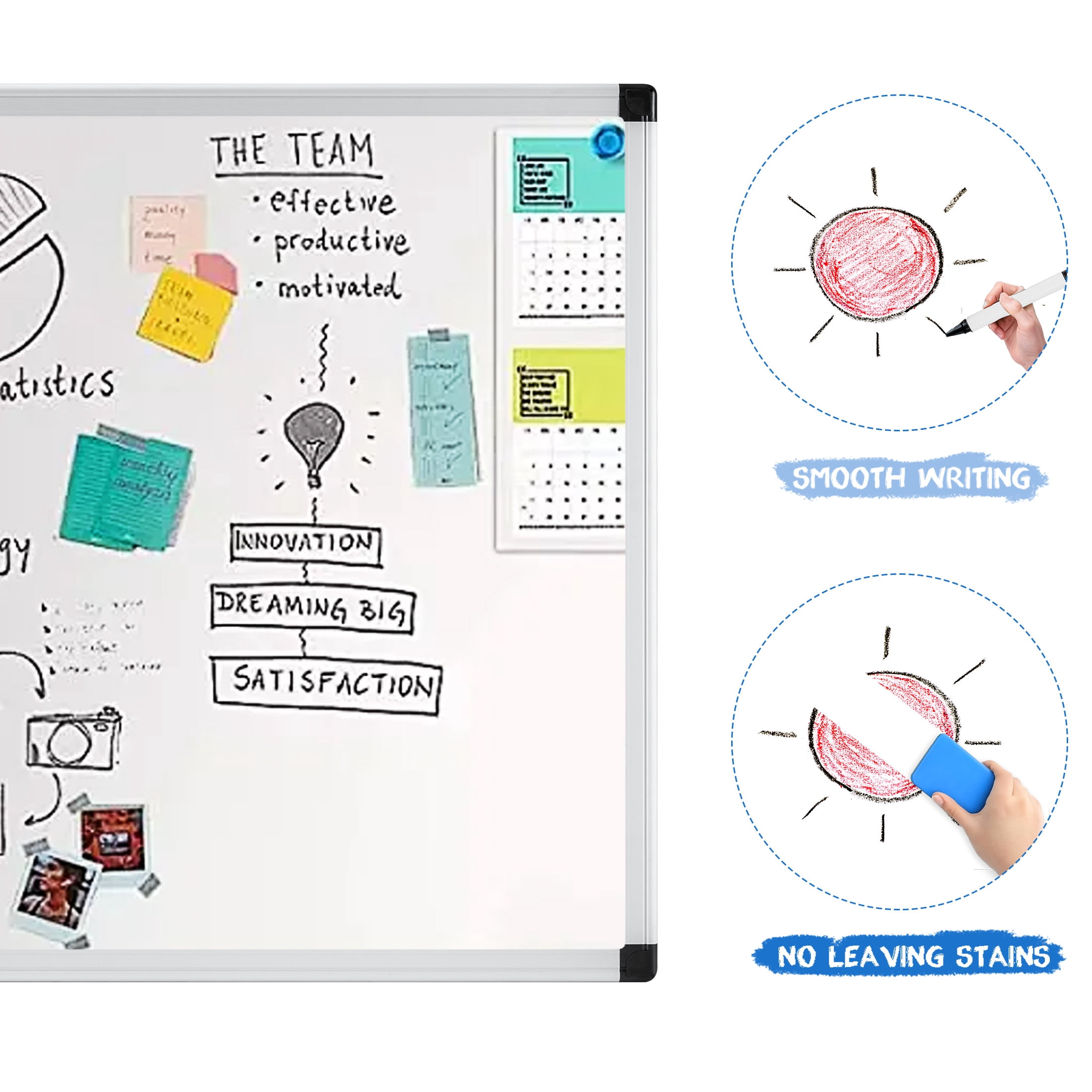 SHOUFTW Magnetic Dry Erase Board, Wall Mounted Whiteboard with Aluminum Frame and Removable Pen Tray, Horizontal or Vertical Installation