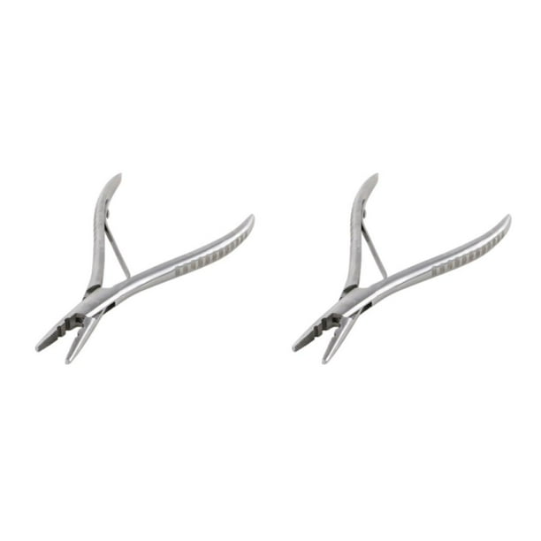Vogacara Alicates de extensión de cabello de acero inoxidable plateado para anillo Micro Type1