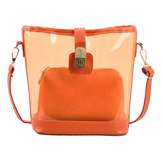 Bolsa de hombro transparente Mujer 2pcs / set PU Color sólido Messenger Bag (Naranja) Tmvgtek Para Estrenar