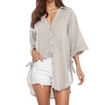 thumbnail image 1 of Blusa camisa para mujer Vestido para mujer - Blusas holgadas con botones - Blusa de poliéster de manga larga y cuello en V - Verano, sexy/casual - Tallas M a XXXL, 1 of 4