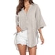 thumbnail image 1 of Blusa camisa para mujer Vestido para mujer - Blusas holgadas con botones - Blusa de poliéster de manga larga y cuello en V - Verano, sexy/casual - Tallas M a XXXL, 1 of 5