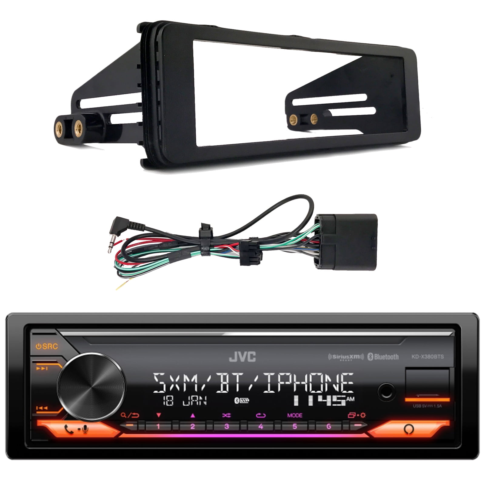 JVC KDX380BTS Single DIN Bluetooth USB AUX AM/FM Radio Stereo LED