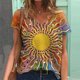 thumbnail image 1 of ICHUANYI Clearance Plus Size Women Short Sleeve Printed V-Neck Tops Tee T-Shirt Blouse(Yellow, L) ICHUANYI WER2023081404115, 1 of 4