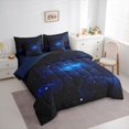 thumbnail image 4 of Manfei Black Blue Galaxy 7-Piece Bedding Comforter Set, Mystic Starry Sky King Bedding Sets, Glitter Dreamy Stars Print Reversible Bed Sheets, Lightweight Room Decor, 4 of 8