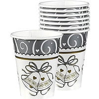 25th Anniversary Gift Set - 25th Wedding Anniversary 'Platinum Proposal' 9oz Paper Cups (18ct)