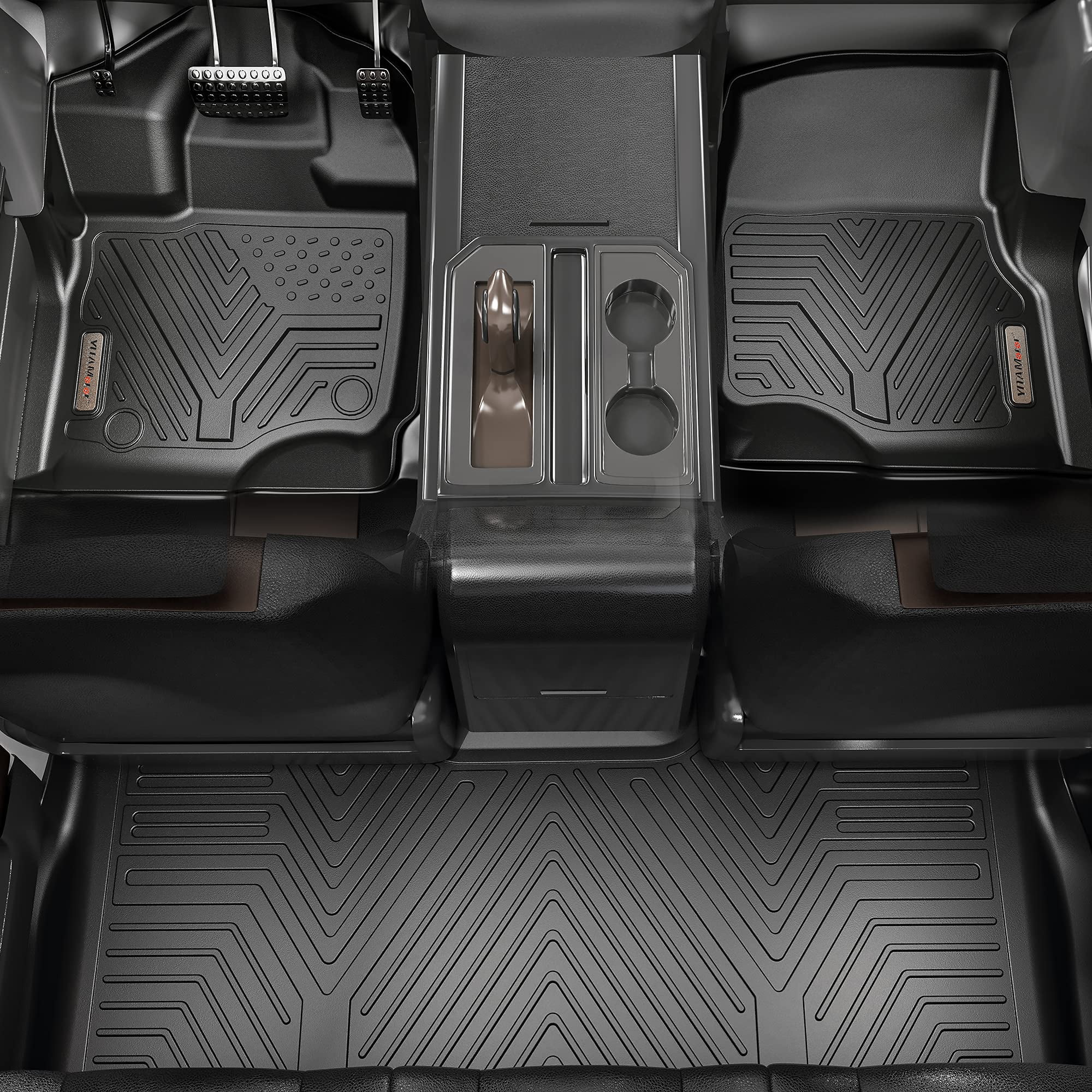 RVNI Floor Mats for 2016-2022 Honda Pilot Rubber 1st 2nd 3rd Row All Weather Liners (Not for Elite & 7 Passenger Models)