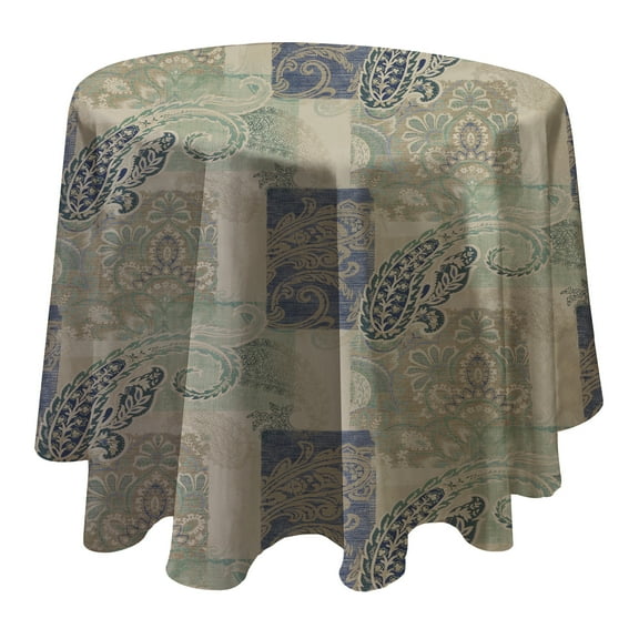 Paisley Scroll Easy Care Spillproof Vinyl Tablecloth with Polyester Flannel Backing