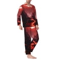 thumbnail image 2 of Naloa Red Moon Lava Men’s Pajamas Set - Long Sleeve Button Down Sleep Shirt and Pajama Bottoms Sleepwear Set-Medium, 2 of 7
