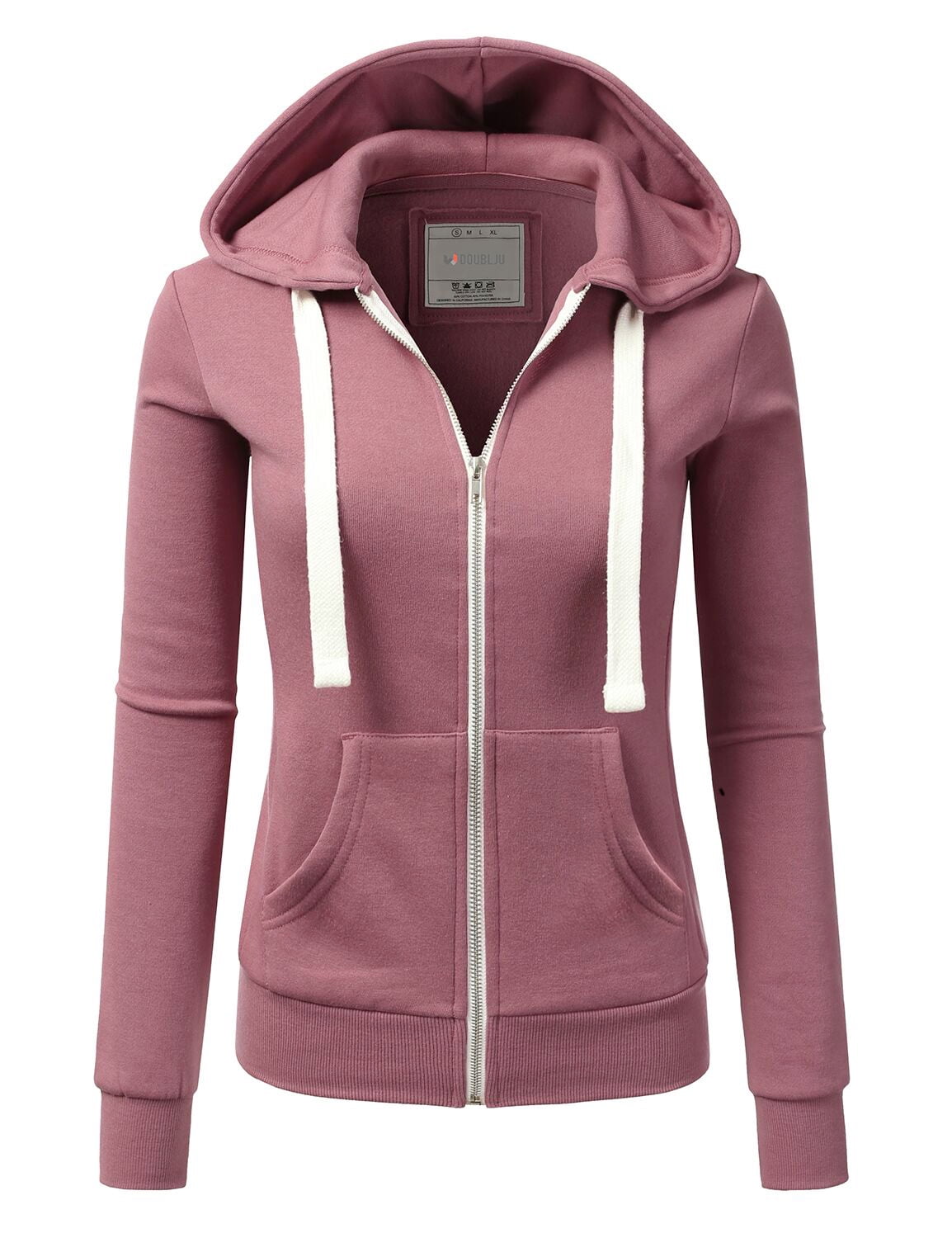 Doublju Womens Hooded Zip-Up Vest with Zipper Detail and Plus Size 