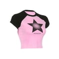 thumbnail image 6 of Coduop Women Summer Short Sleeve Crop Tops Star Print Contrast Color T-Shirts Slim Fit Tee Shirt, 6 of 9