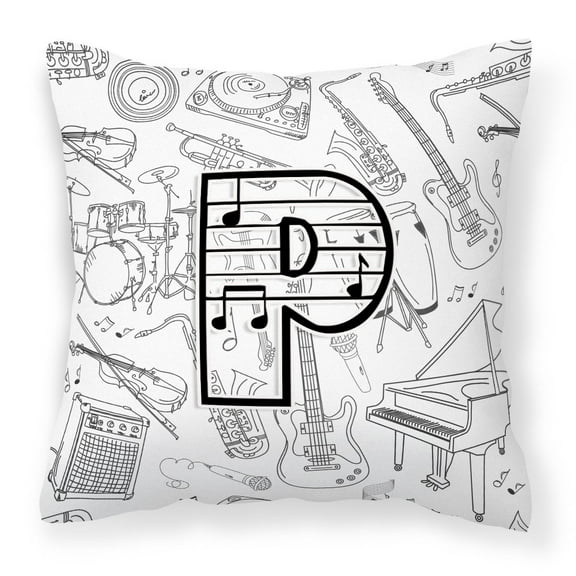 Monogram Letter Musical Note Fabric Decorative Pillow