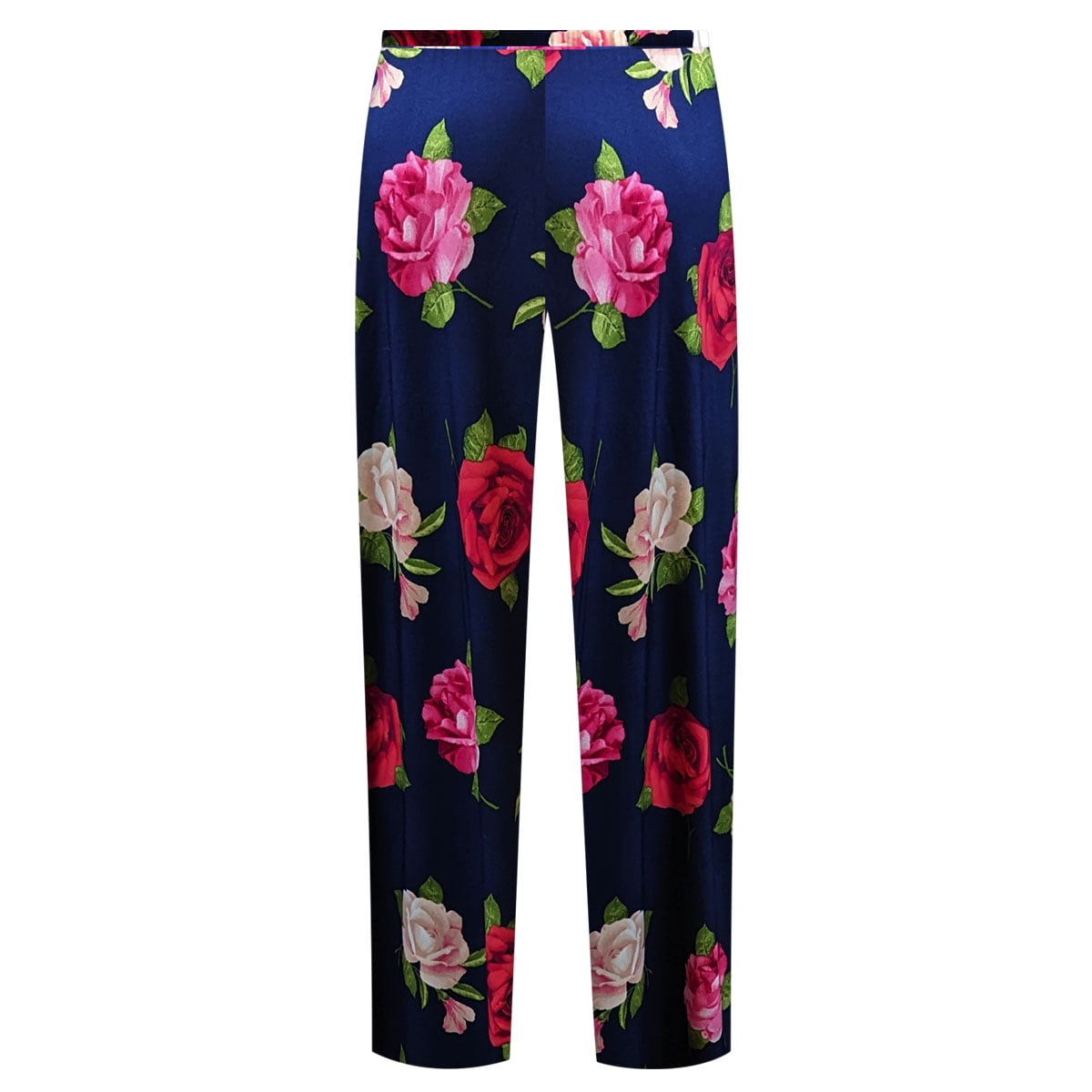 Plus size 8x Tall Rose Bloom Sea Designer Print Slinky TapeBlack Pants