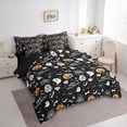 thumbnail image 3 of jejeloiu Spooky Halloween 7-Piece Bedding Comforter Set,Trick Or Treat King Bedding Sets,Cartoon Ghost Bats Pumpkin Lantern Bed Sheets For Teens,Microfiber Bedroom Decor Reversible, 3 of 8
