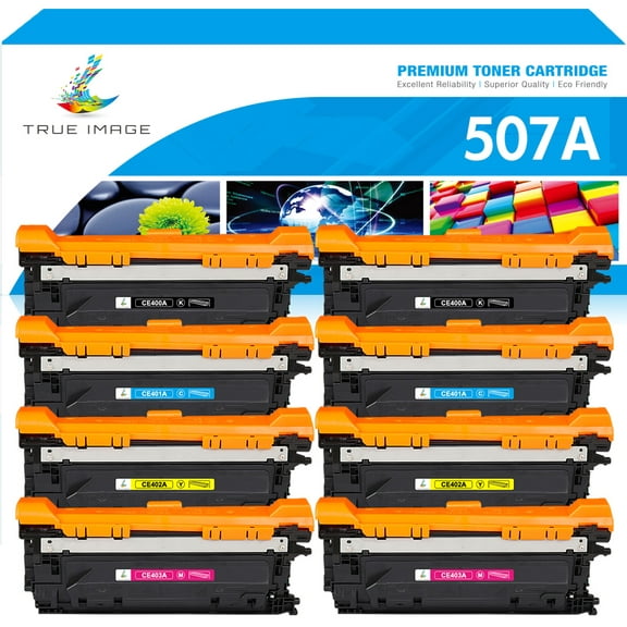 True Image 8-Pack Compatible Toner Cartridge for HP CE400A 507A Work with Enterprise 500 color M551dn M551xh MFP M575dn M575F M570dn Printer (2*Black,2*Cyan,2*Magenta,2*Yellow)