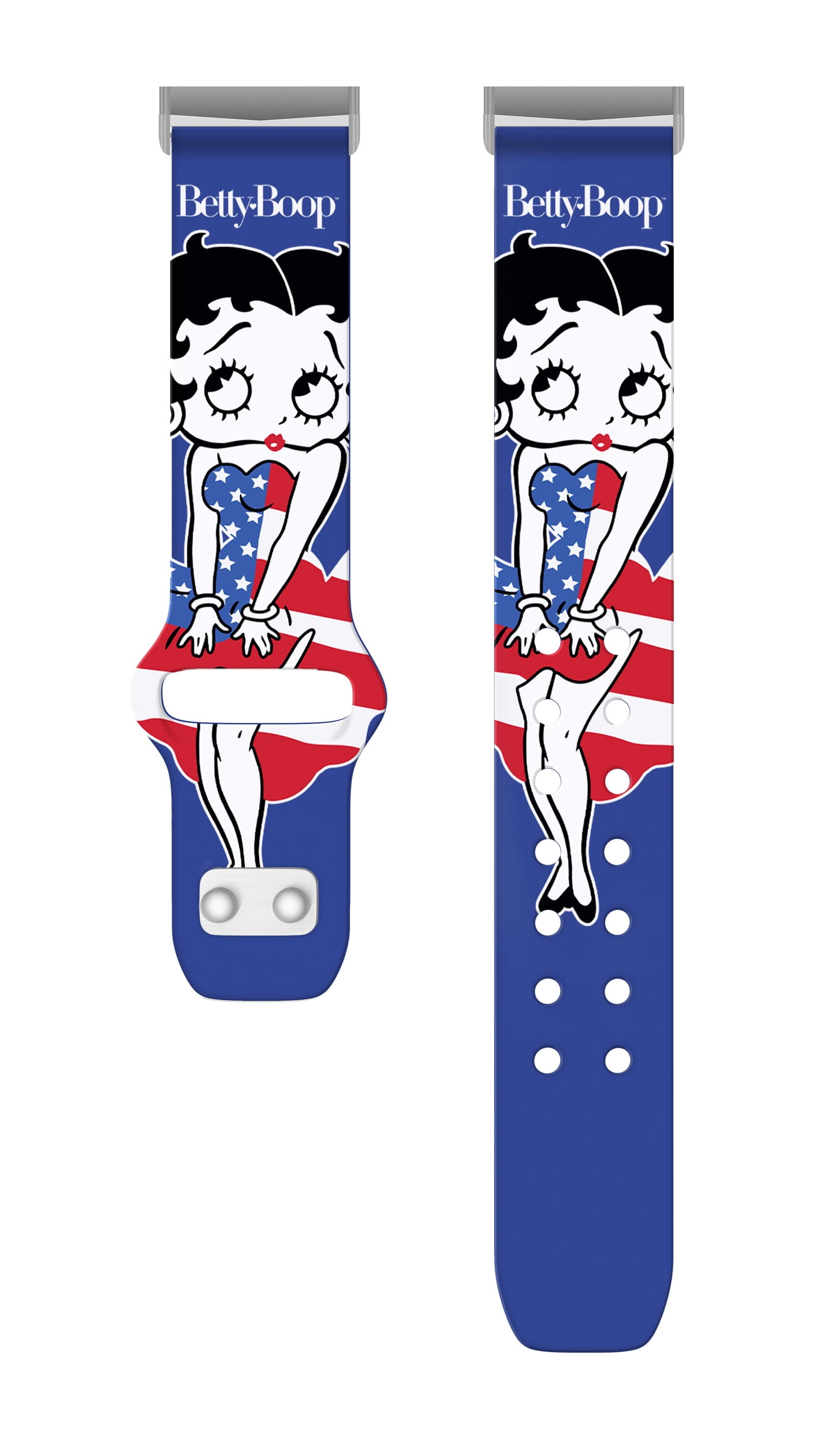 Betty Boop Red White & Boop HD Watch Band Compatible with FitBit Versa 3 & Sense (20mm Long Star Spangled Betty) by Affinity Bands