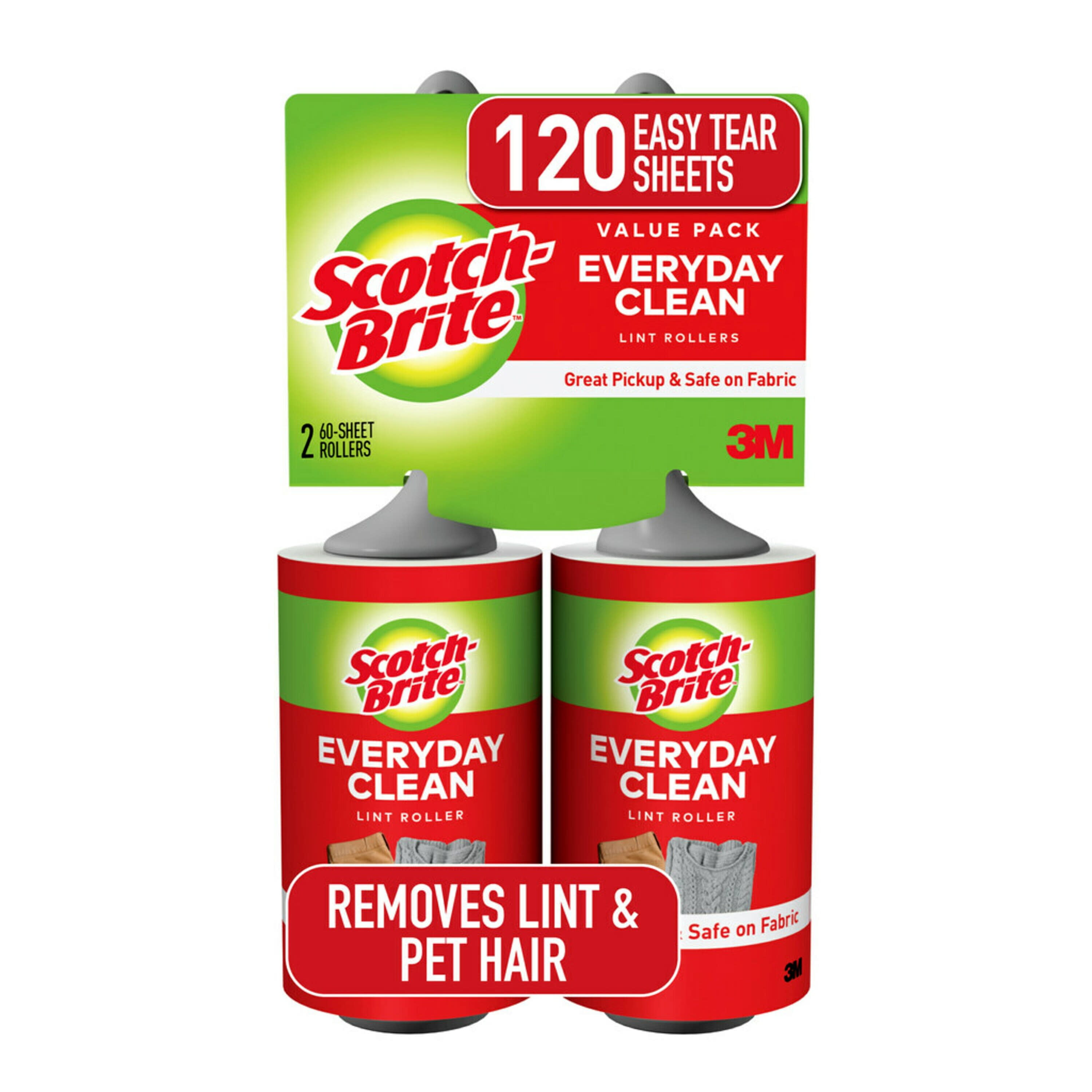 Scotch-Brite Lint Roller, 2 Rollers, 60 Sheets Per Roller, 120 Sheets Total