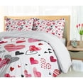 thumbnail image 5 of Ambesonne Valentine Duvet Cover Sets, Various Heart Shapes, 2-Queen, Pink Black White, 5 of 7