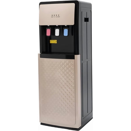Bottom Loading Water Cooler Water Dispenser with 3 Temperature Settings Hot, Cold & Room Water 3 & 5 Gallon Bottles Standing Cooler with Hot/Cold Water 0.53Gal/H Rapid Cooling (Gold)