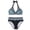 Blue, variant on CIENVNSTG Plus Size Women's Two Piece Halter Bikini with Padded Cups Wire-Free Cross Front Printed Swimwear High Waist Bottom Bathing Suit Blue L