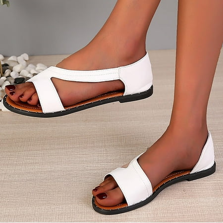 

Wirdiell Flat Fish Mouth Women s Sandals Solid Color Open Toe Sandals