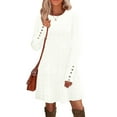 thumbnail image 5 of Autumn Winter Office Women Dresses 2025 Women's Clothing Casual Button Long Sleeve Medium Long Styles Loose Simplicity Dress Date Night Streetwear Vestidos White M, 5 of 6