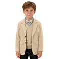 thumbnail image 3 of Pandaie Boys Wedding Fit Formal Suit Corduroy Lapel Single Breasted Blazer Jacket for Dress Up Outfits Beige,7-8 Years, 3 of 6