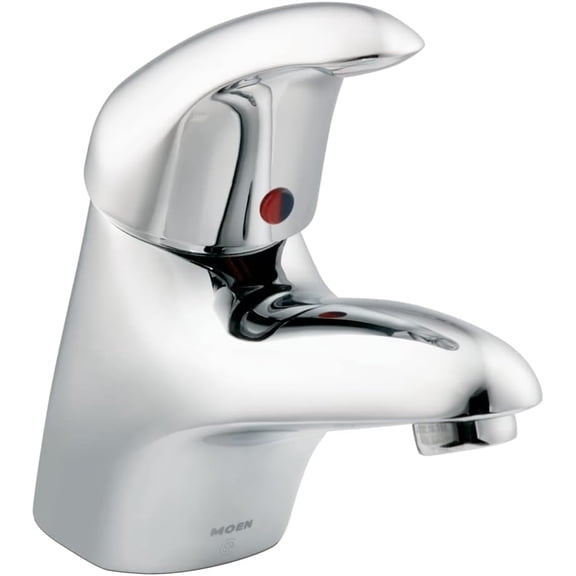 Open Box Moen 8419F12 M-Dura Single-Handle Bathroom Sink Vanity Faucet with Metal Drain Assembly, 1.2 gpm, Chrome, Single-Hole