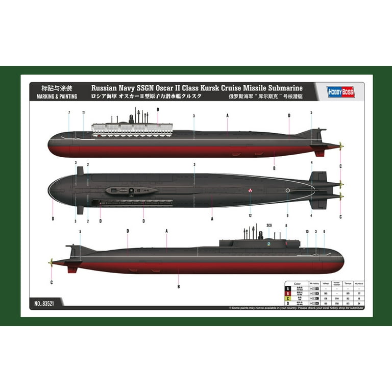 HobbyBoss 83521 Russian Submarine Oscar II 1/350 Scale Plastic Model Kit