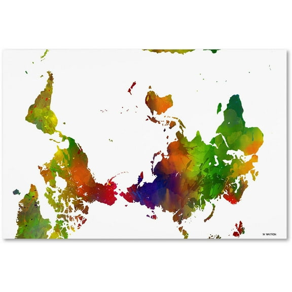 Trademark Fine Art "Upside Down Map of the World Clr 1" Canvas Art by Marlene Watson