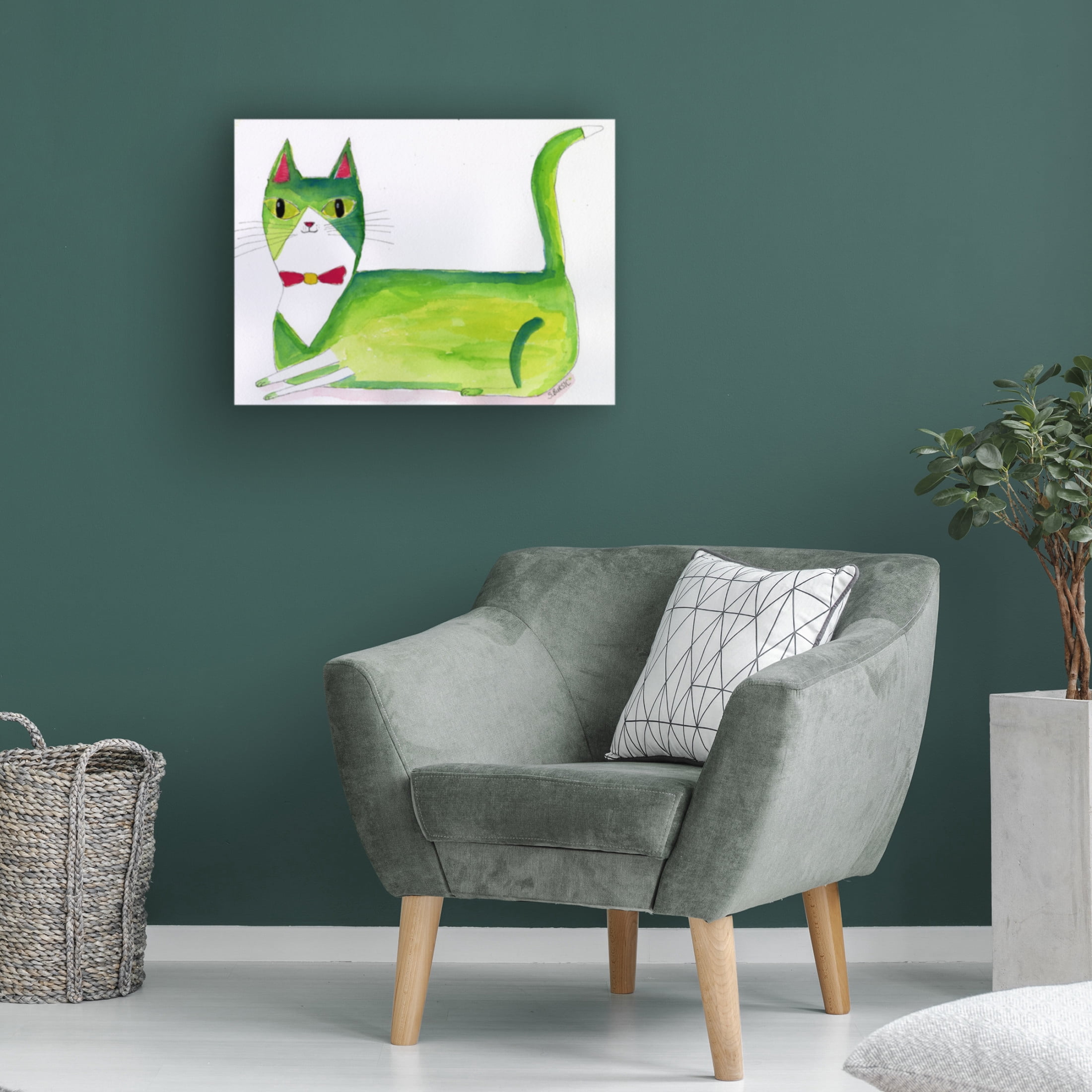 Trademark Fine Art Sharyn Bursic  The green cat Canvas Wall Art